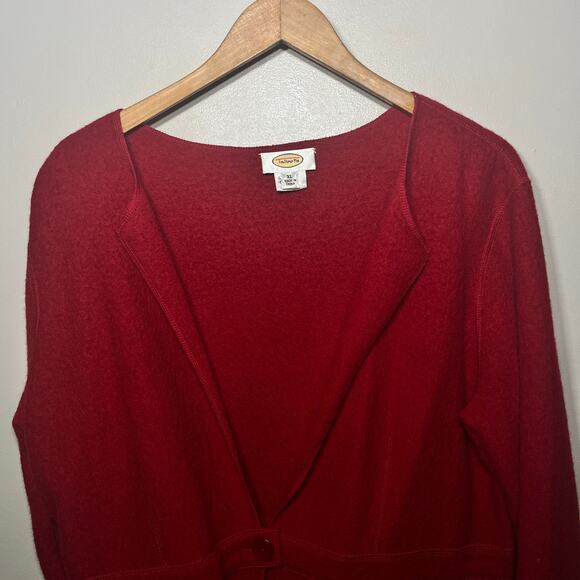 Talbots Jacket VTG Burgundy Red Wool Holiday Office Winter Open Front Pocket XL - Picture 2 of 9